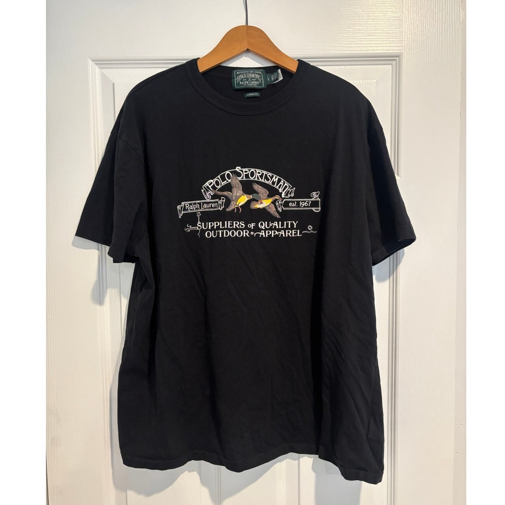 Polo Country Ralph Lauren Mallard Duck Sportsman T-Shirt Black Large